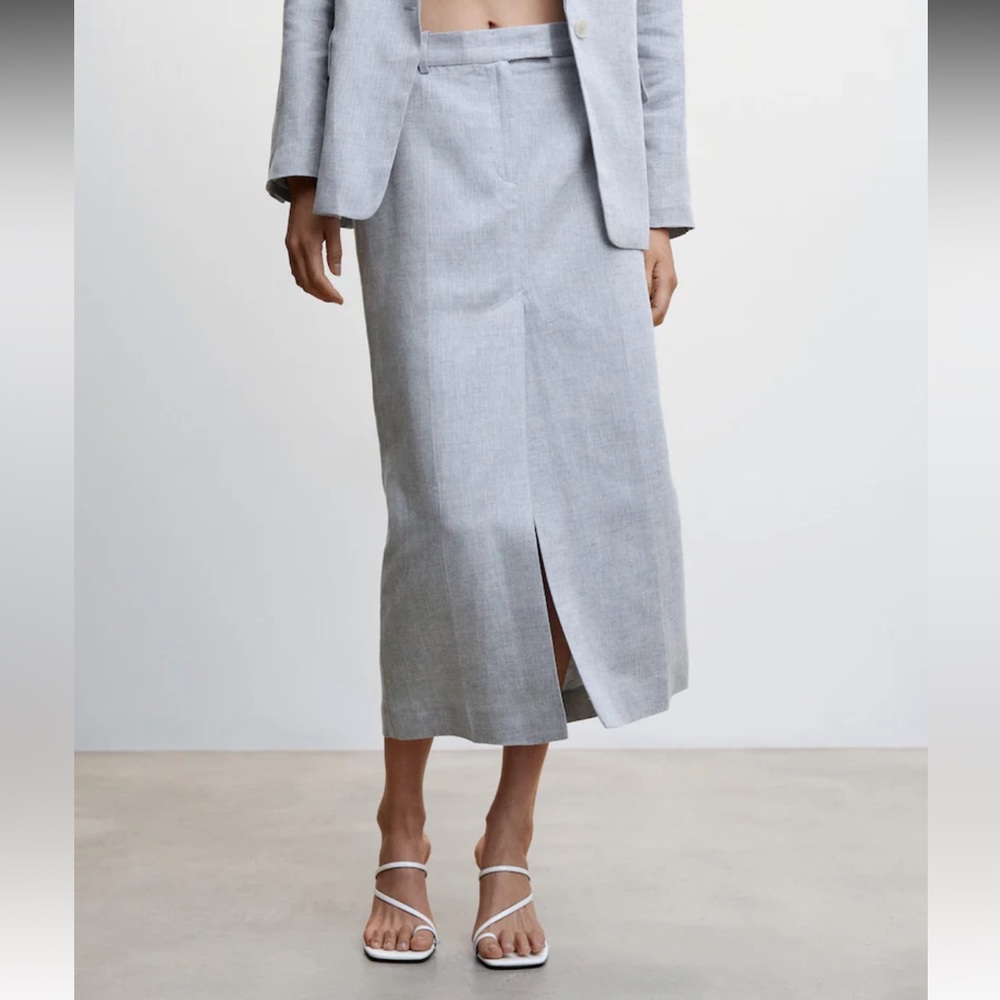Mango Linen skirt with slit -NWT